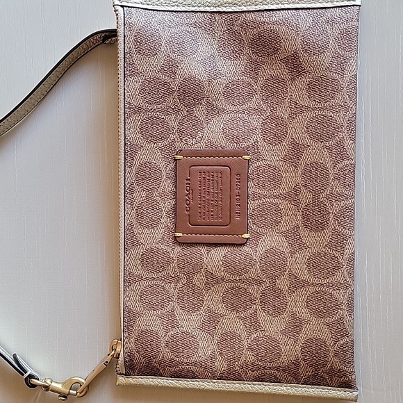 Coach Brown and Cream Wristlet - Picture 3 of 8